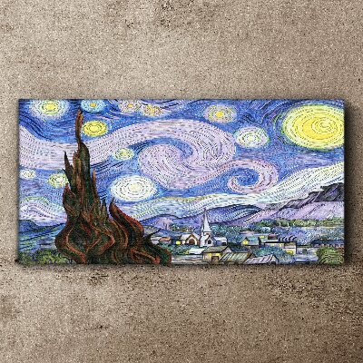Tableau sur toile Nuit étoilée sur la ville