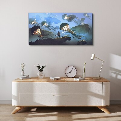 Tableau sur toile Un voyage sous-marin à la lumière des méduses
