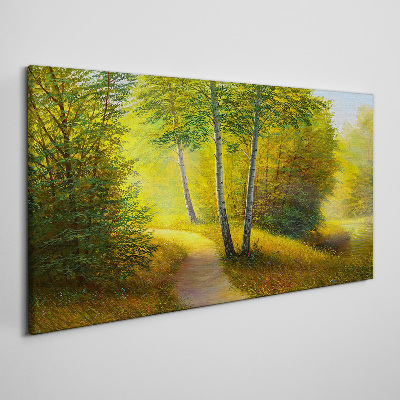 Tableau toile imprimée Forêt dorée au soleil