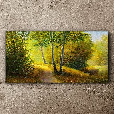 Tableau toile imprimée Forêt dorée au soleil