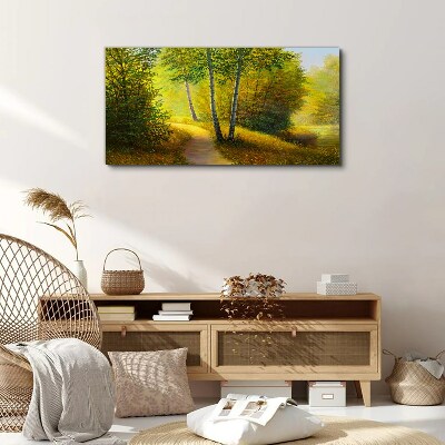 Tableau toile imprimée Forêt dorée au soleil