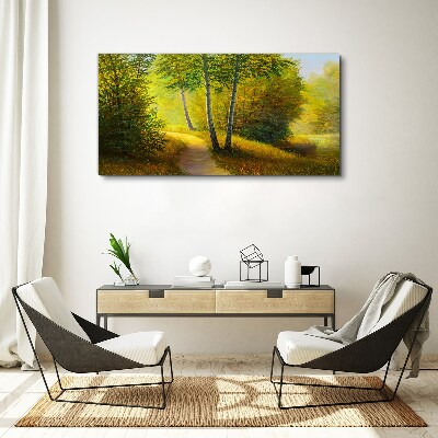 Tableau toile imprimée Forêt dorée au soleil