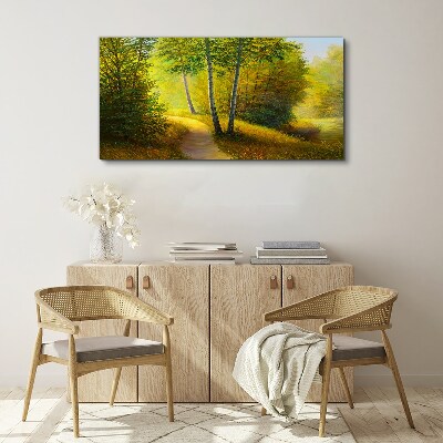 Tableau toile imprimée Forêt dorée au soleil