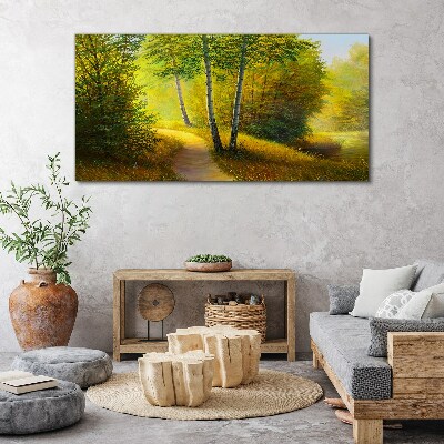 Tableau toile imprimée Forêt dorée au soleil
