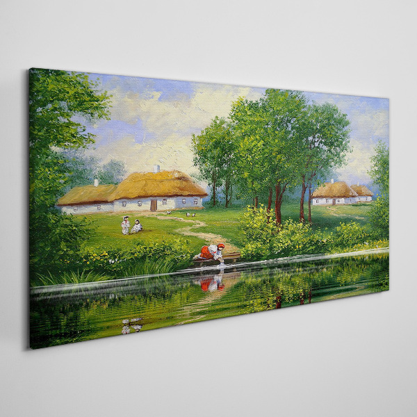 Tableau sur toile Un paysage rural paisible au bord de l'eau