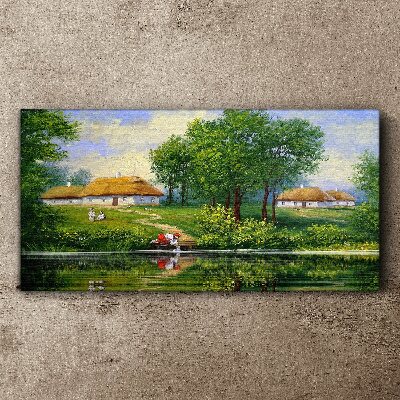 Tableau sur toile Un paysage rural paisible au bord de l'eau
