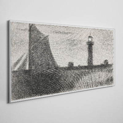 Tableau sur toile Un phare dans un décor monochrome