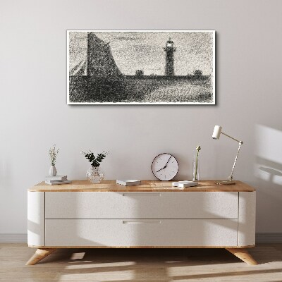 Tableau sur toile Un phare dans un décor monochrome