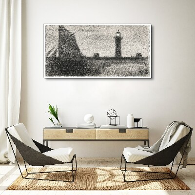 Tableau sur toile Un phare dans un décor monochrome
