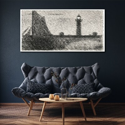 Tableau sur toile Un phare dans un décor monochrome