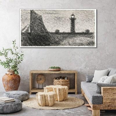Tableau sur toile Un phare dans un décor monochrome