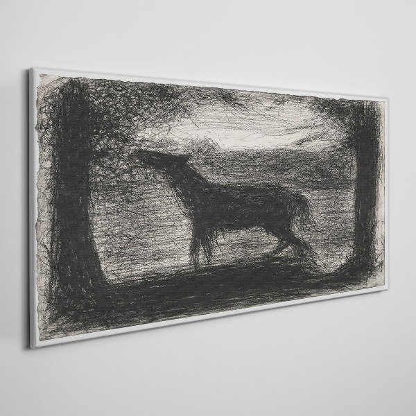 Tableau imprimé sur toile L'ombre d'un cheval dans la forêt