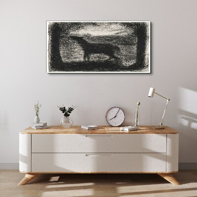 Tableau imprimé sur toile L'ombre d'un cheval dans la forêt