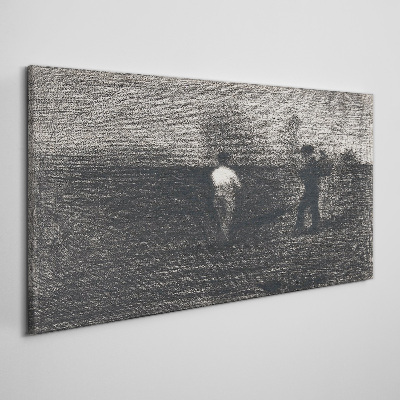 Tableau toile imprimée Des figures brumeuses sur fond de paysage