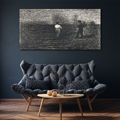 Tableau toile imprimée Des figures brumeuses sur fond de paysage
