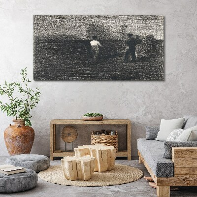 Tableau toile imprimée Des figures brumeuses sur fond de paysage
