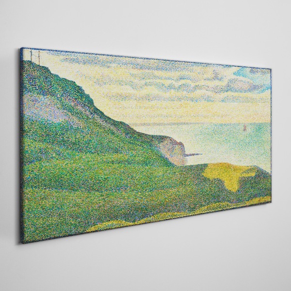Tableau toile imprimée Paysage de bord de mer en points de couleur