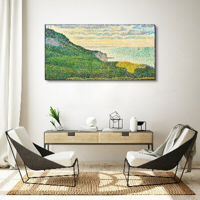 Tableau toile imprimée Paysage de bord de mer en points de couleur