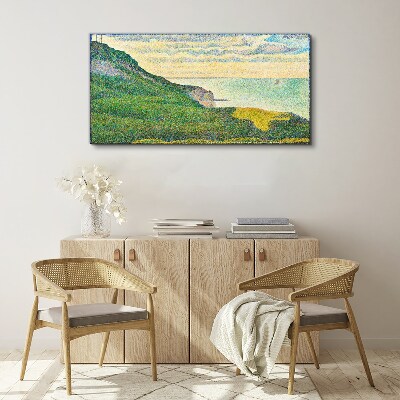 Tableau toile imprimée Paysage de bord de mer en points de couleur