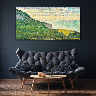 Tableau toile imprimée Paysage de bord de mer en points de couleur