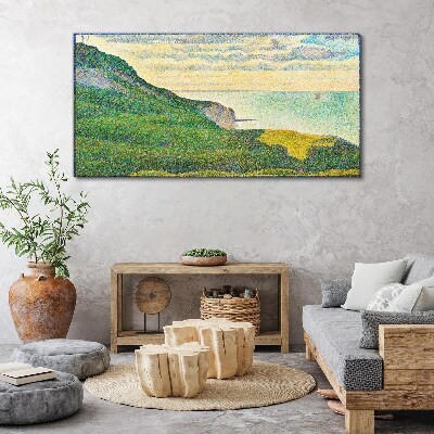 Tableau toile imprimée Paysage de bord de mer en points de couleur