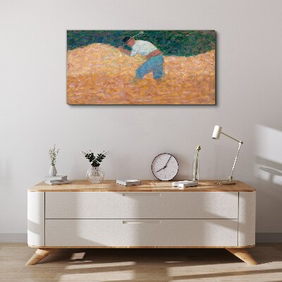 Tableau toile imprimée Un agriculteur travaillant dans le champ