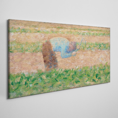 Tableau toile imprimée Un agriculteur travaillant dans le champ