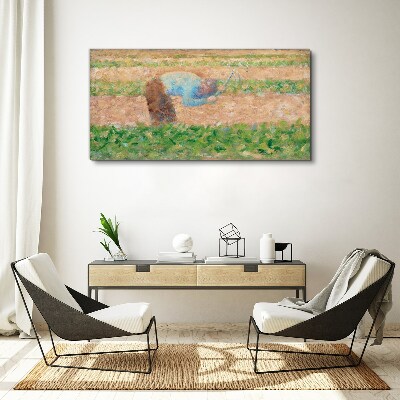 Tableau toile imprimée Un agriculteur travaillant dans le champ