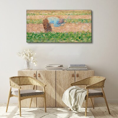 Tableau toile imprimée Un agriculteur travaillant dans le champ