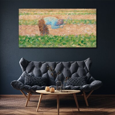 Tableau toile imprimée Un agriculteur travaillant dans le champ