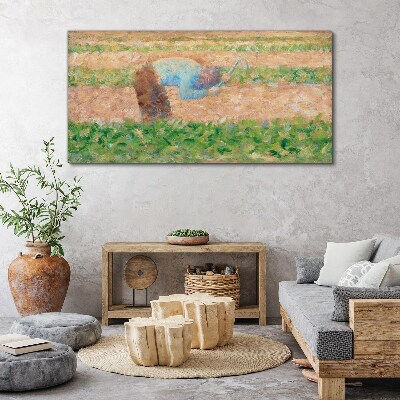 Tableau toile imprimée Un agriculteur travaillant dans le champ