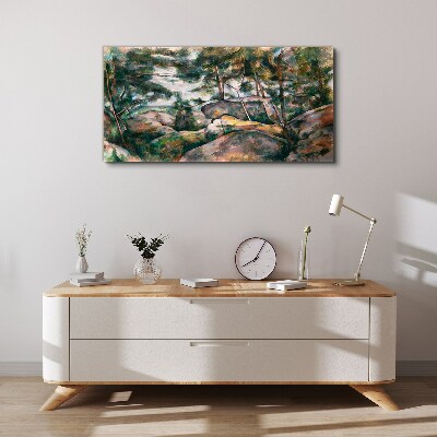 Tableau toile imprimée Un paysage rocheux parmi les arbres