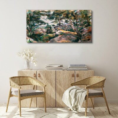 Tableau toile imprimée Un paysage rocheux parmi les arbres