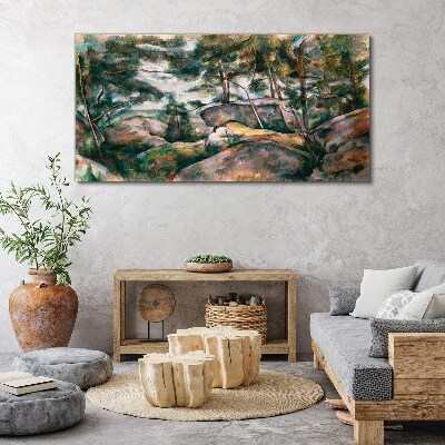 Tableau toile imprimée Un paysage rocheux parmi les arbres