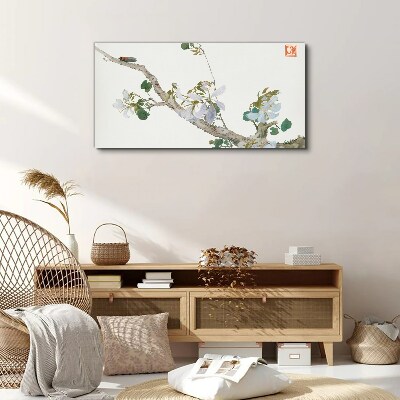 Tableau sur toile Branche fleurie avec cigales