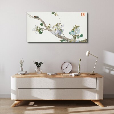 Tableau sur toile Branche fleurie avec cigales