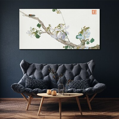 Tableau sur toile Branche fleurie avec cigales