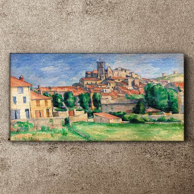 Tableau toile imprimée Vue de la ville avec verdure