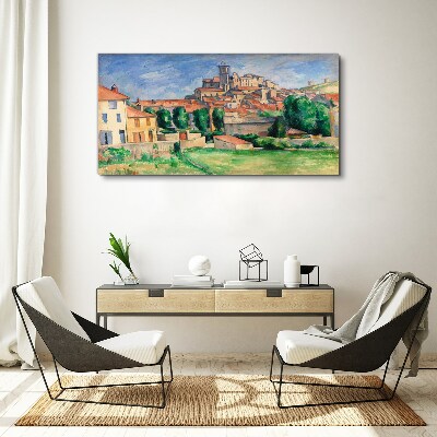 Tableau toile imprimée Vue de la ville avec verdure