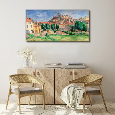 Tableau toile imprimée Vue de la ville avec verdure