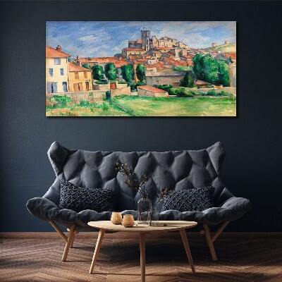 Tableau toile imprimée Vue de la ville avec verdure