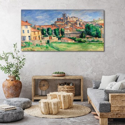 Tableau toile imprimée Vue de la ville avec verdure