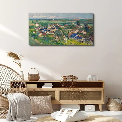 Tableau imprimé sur toile Vue du village à la lumière du jour