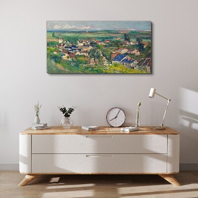 Tableau imprimé sur toile Vue du village à la lumière du jour