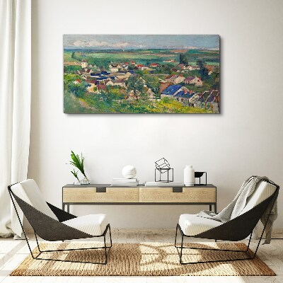 Tableau imprimé sur toile Vue du village à la lumière du jour