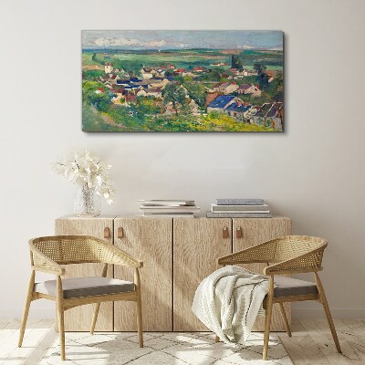 Tableau imprimé sur toile Vue du village à la lumière du jour