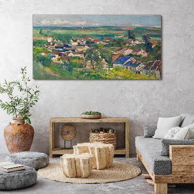 Tableau imprimé sur toile Vue du village à la lumière du jour