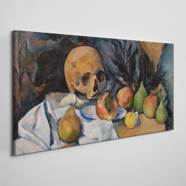 Tableau sur toile Nature morte avec un crâne et des fruits