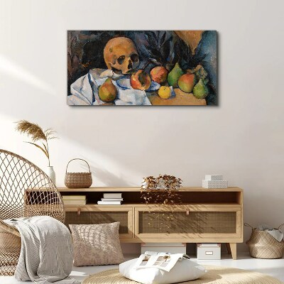 Tableau sur toile Nature morte avec un crâne et des fruits