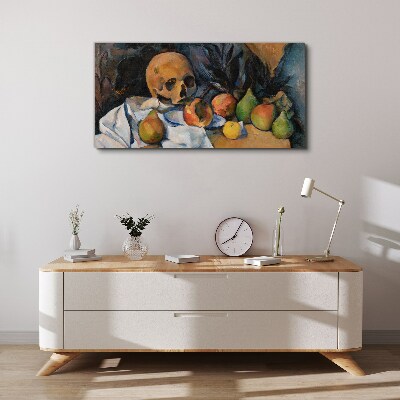 Tableau sur toile Nature morte avec un crâne et des fruits